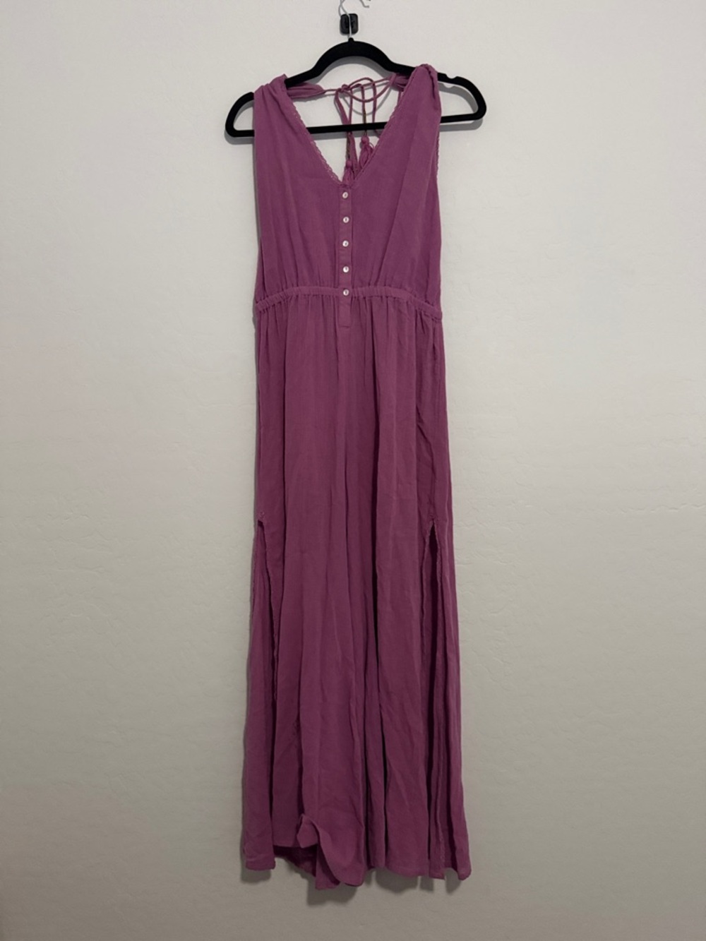 Free People Dusty Rose Backless Button-Front Jumpsuit